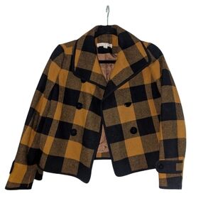 Ann Taylor Plaid Double-Breasted Jacket